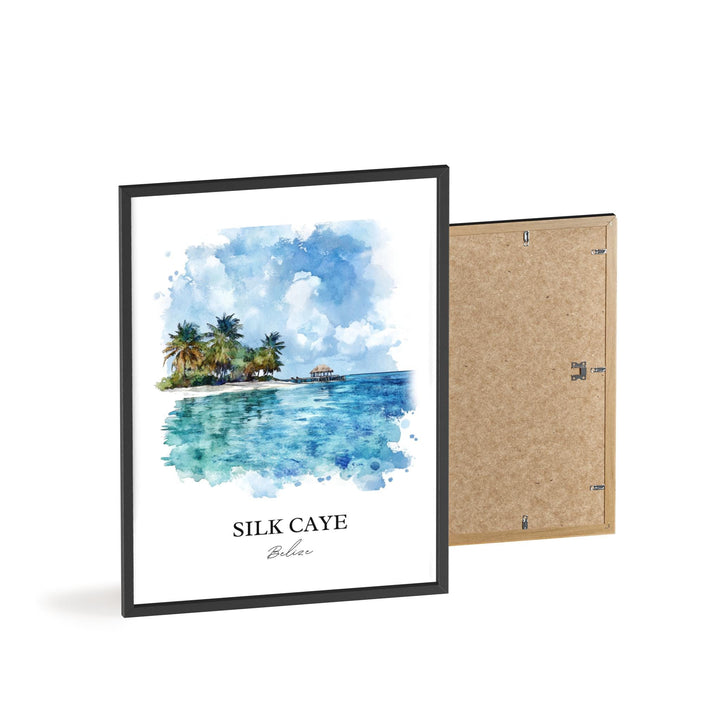 Silk Caye Wall Art, Belize Print, Belize Watercolor Art, Silk Caye Belize Gift, Travel Print, Travel Poster, Housewarming Gift