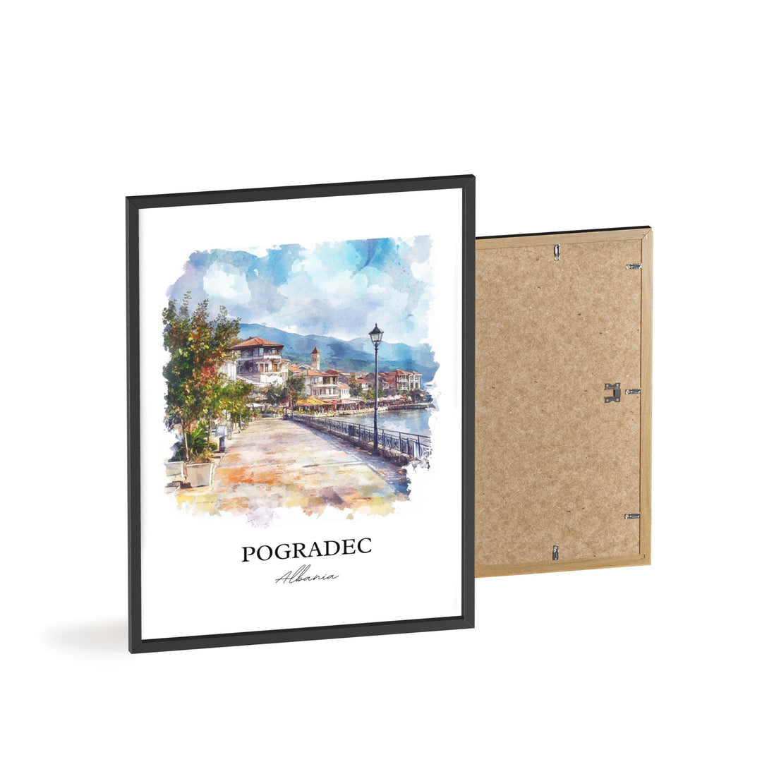 Pogradec Wall Art, Albania Prints, Albania Watercolor Art, Pogradec Albania Gift, Travel Print, Travel Poster, Housewarming Gift