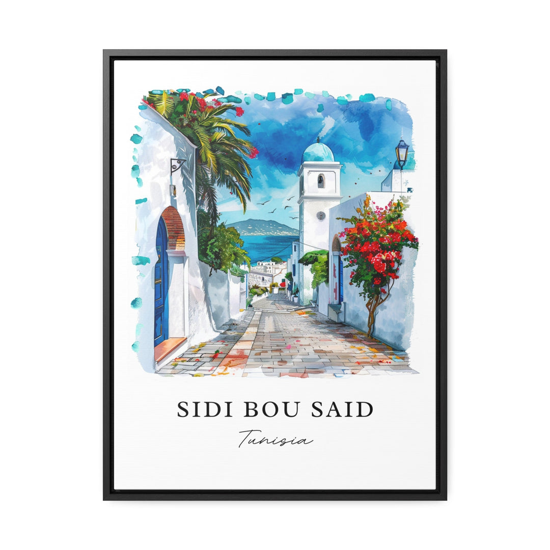 Sidi Bou Said Wall Art, Tunisia Print, Sidi Bou Said Watercolor, Tunisia Gift,