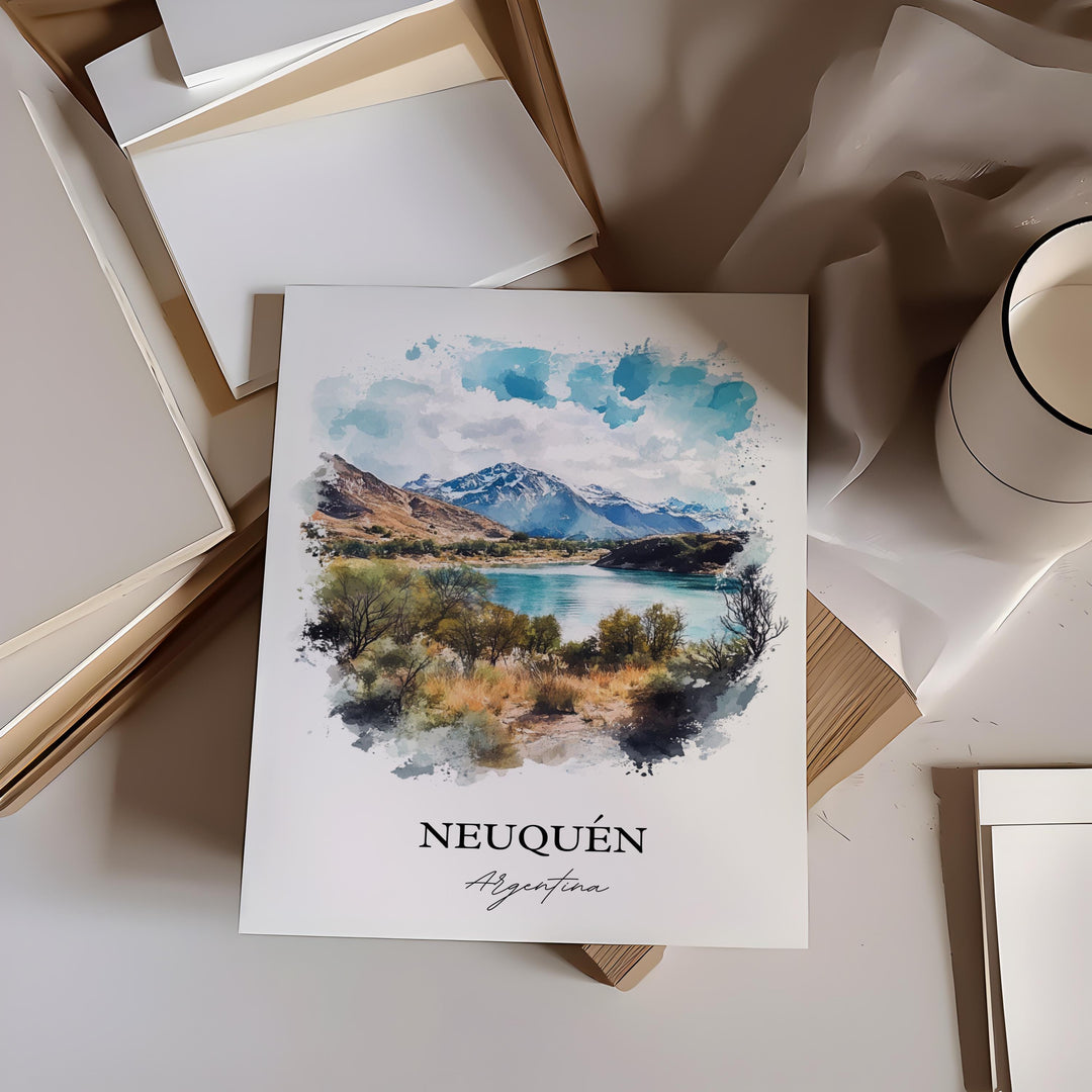 Neuquén Wall Art, Confluencia Dept Print, Argentina Watercolor Art, Neuquén Argentina Gift, Travel Print, Travel Poster, Housewarming Gift