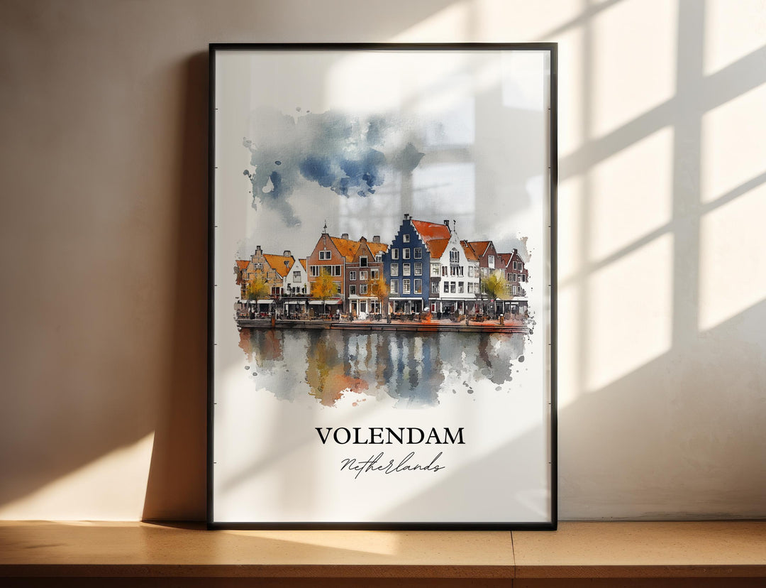 Volendam Wall Art, Dutch Print, Netherlands Watercolor Art, Volendam Gift, Travel Print, Travel Poster, Housewarming Gift