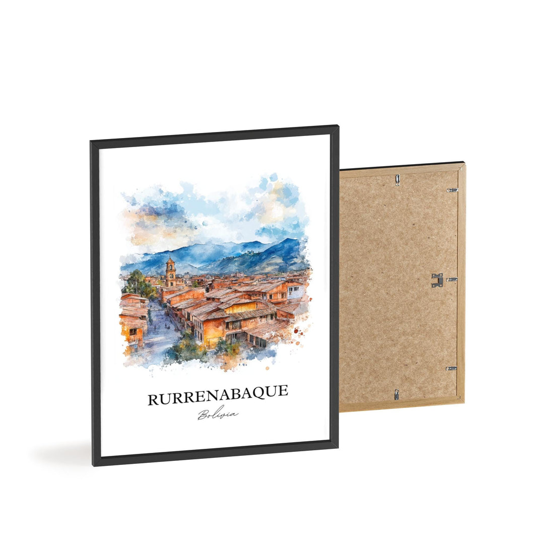 Rurrenabaque Wall Art, Beni River Print, Bolivia Watercolor Art, Rurrenabaque Bolivia Gift, Travel Print, Travel Poster, Housewarming Gift
