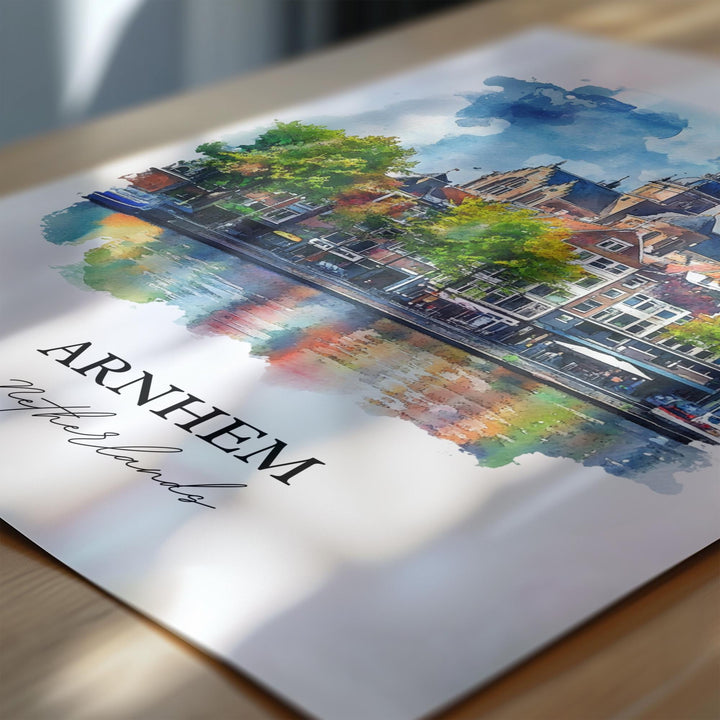 Arnhem Wall Art, Gelderland Province Print, Netherlands Watercolor Art, Arnhem Gift, Travel Print, Travel Poster, Housewarming Gift