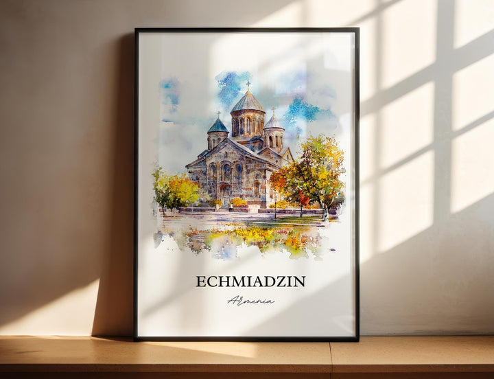 Echmiadzin Wall Art, Vagharshapat Print, Armenia Watercolor Art, Echmiadzin Gift, Travel Print, Travel Poster, Housewarming Gift