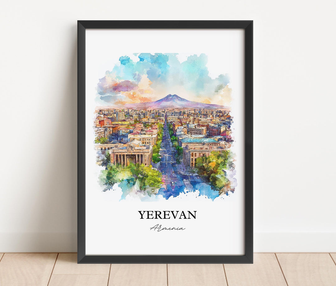 Yerevan Wall Art, Armenia Print, Armenia Watercolor Art, Yerevan Armenia Gift, Travel Print, Travel Poster, Housewarming Gift