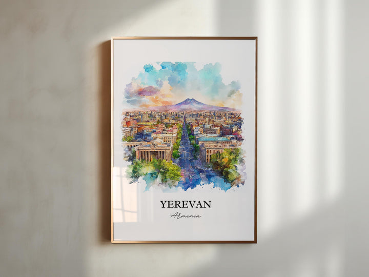 Yerevan Wall Art, Armenia Print, Armenia Watercolor Art, Yerevan Armenia Gift, Travel Print, Travel Poster, Housewarming Gift