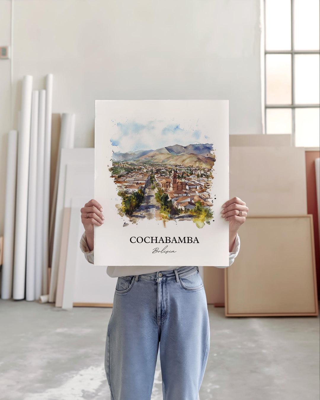Cochabamba Wall Art, Bolivia Print, Bolivia Watercolor Art, Cochabamba Gift, Travel Print, Travel Poster, Housewarming Gift