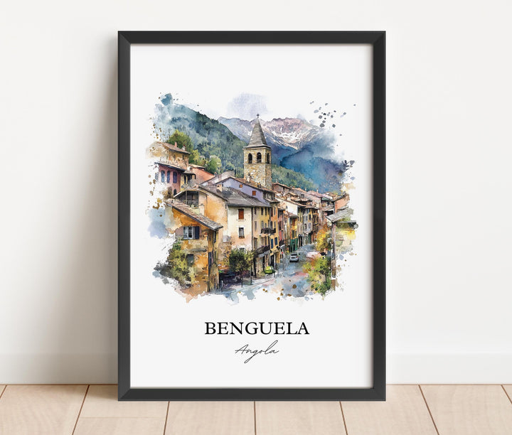 Benguela Wall Art, Angola Print, Angola Watercolor Art, Benguela Gift, Travel Print, Travel Poster, Housewarming Gift