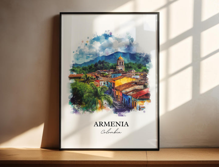Armenia Colombia Wall Art, Quindío Print, Colombia Watercolor Art, Armenia Colombia Gift, Travel Print, Travel Poster, Housewarming Gift