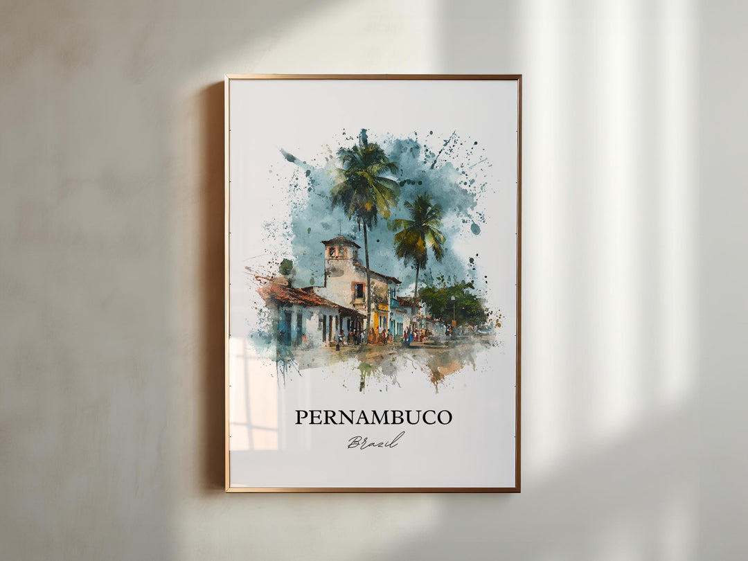 Pernambuco Brazil Wall Art, Pernambuco Print, Pernambuco Watercolor Art, Pernambuco Gift, Travel Print, Travel Poster, Housewarming Gift