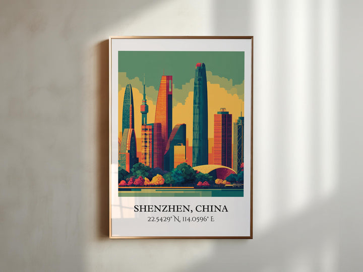 Shenzhen Art, Shenzhen Retro Travel Art, Shenzhen China Home Decor, Shenzhen Gift, China Travel Art, Travel Prints, Housewarming Gift
