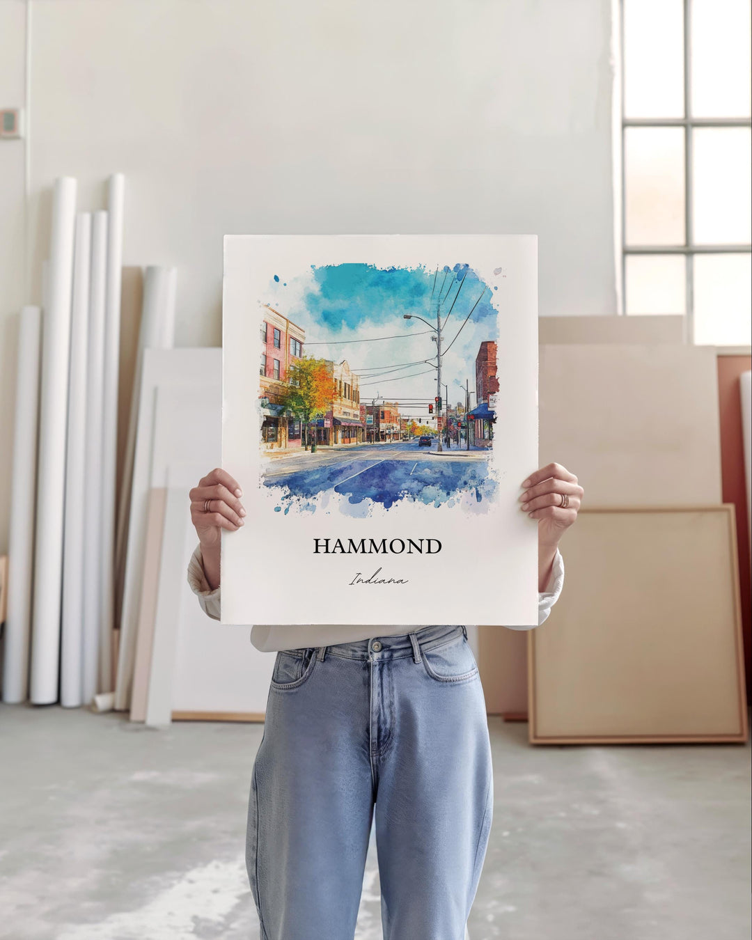 Hammond Indiana Wall Art, Lake County Print, Indiana Watercolor Art, Hammond IN Gift, Travel Print, Travel Poster, Housewarming Gift