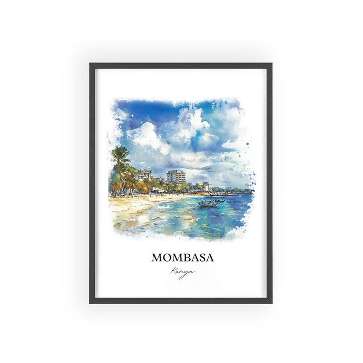 Mombasa Wall Art, Kenya Print, Kenya Watercolor Art, Mombasa Kenya Gift, Travel Print, Travel Poster, Housewarming Gift