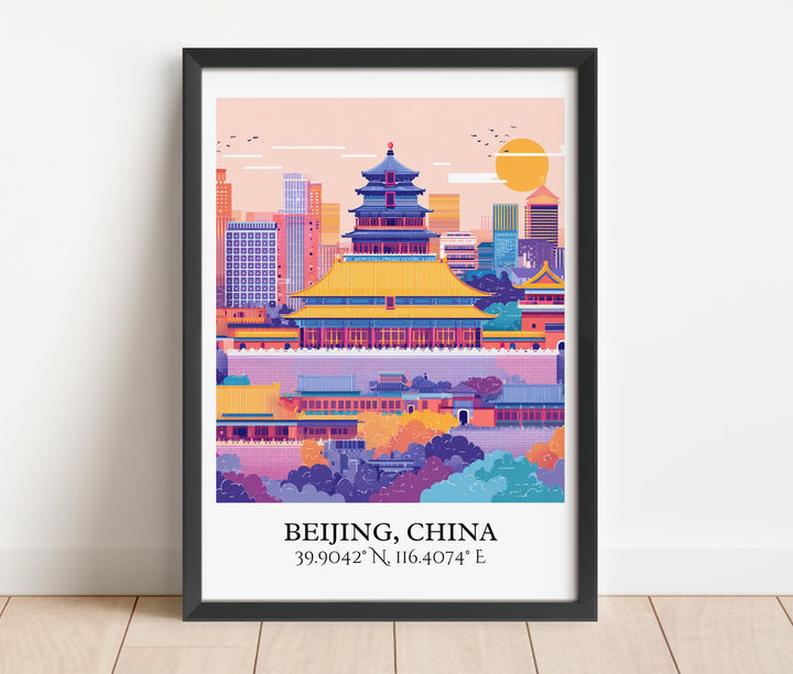 Beijing Art, Beijing Retro Travel Art, Beijing Home Decor, Beijing China Gift, China Travel Art, Travel Prints, Housewarming Gift