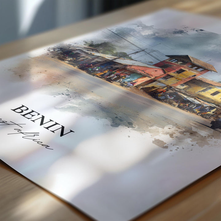 Benin Wall Art, Benin Print, Benin Watercolor Art, Benin Country Gift, Travel Print, Travel Poster, Housewarming Gift