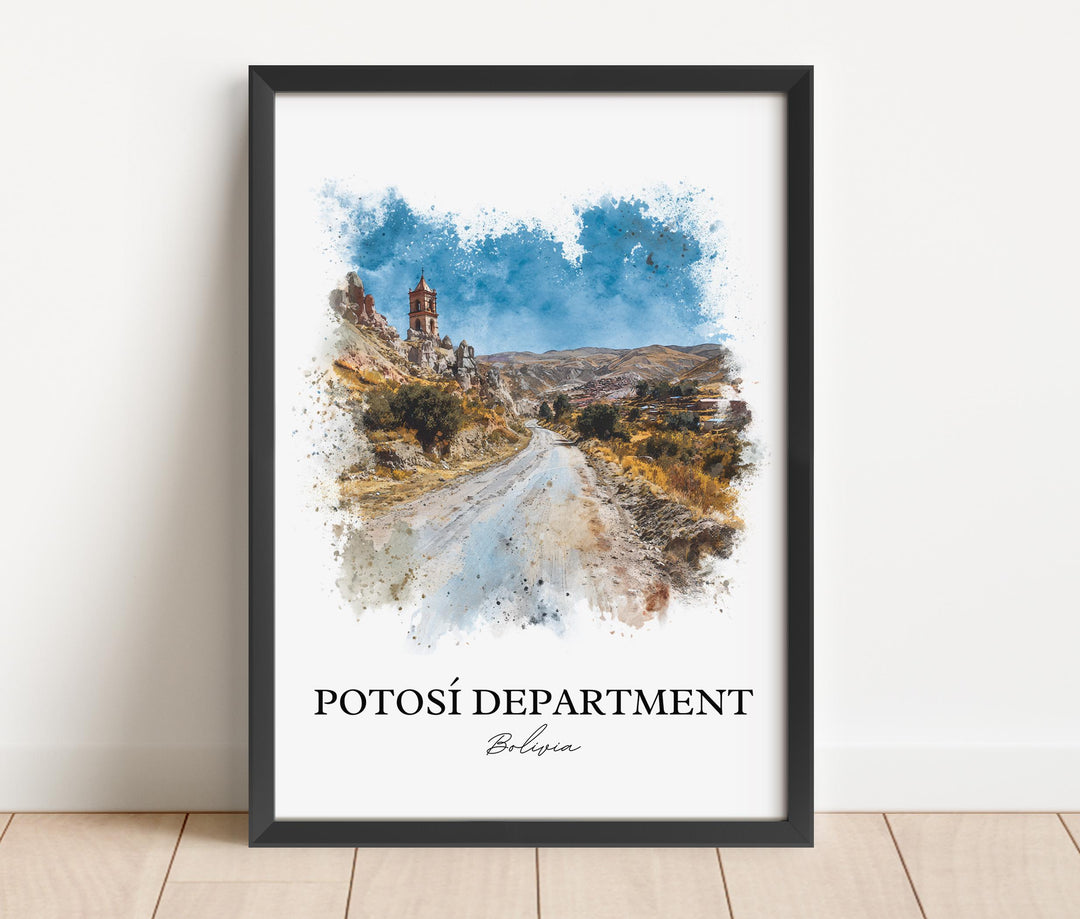 Potosí Bolivia Wall Art, Bolivia Print, Bolivia Watercolor Art, Potosí Dept Gift, Bolivia Travel Print, Travel Poster, Housewarming Gift