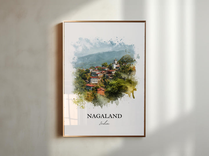 Nagaland India Wall Art, Nagaland India Print, India Watercolor Art, Nagaland India Gift, Travel Print, Travel Poster, Housewarming Gift