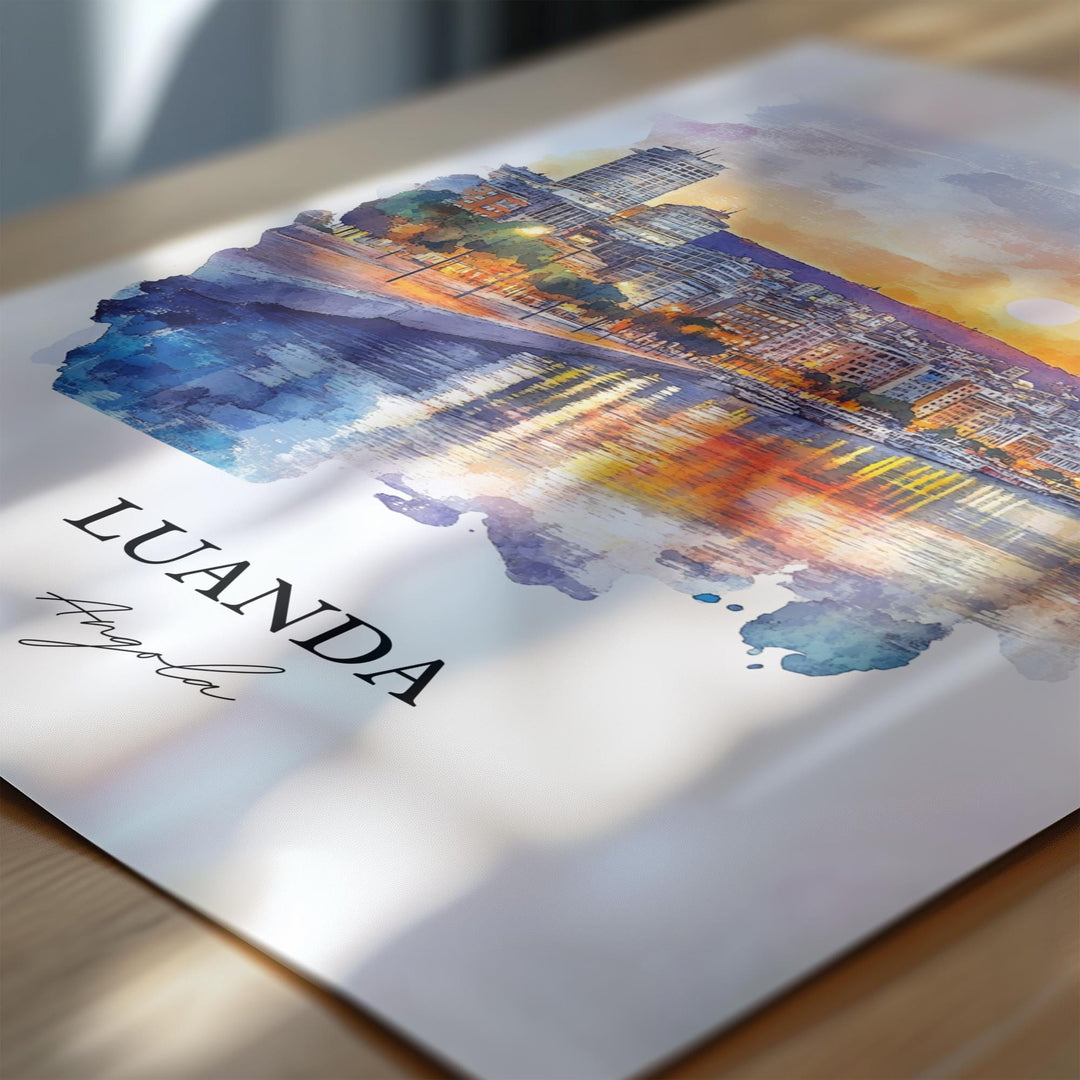 Luanda Wall Art, Luanda Angola Print, Angola Watercolor Art, Luanda Angola Gift, Travel Print, Travel Poster, Housewarming Gift