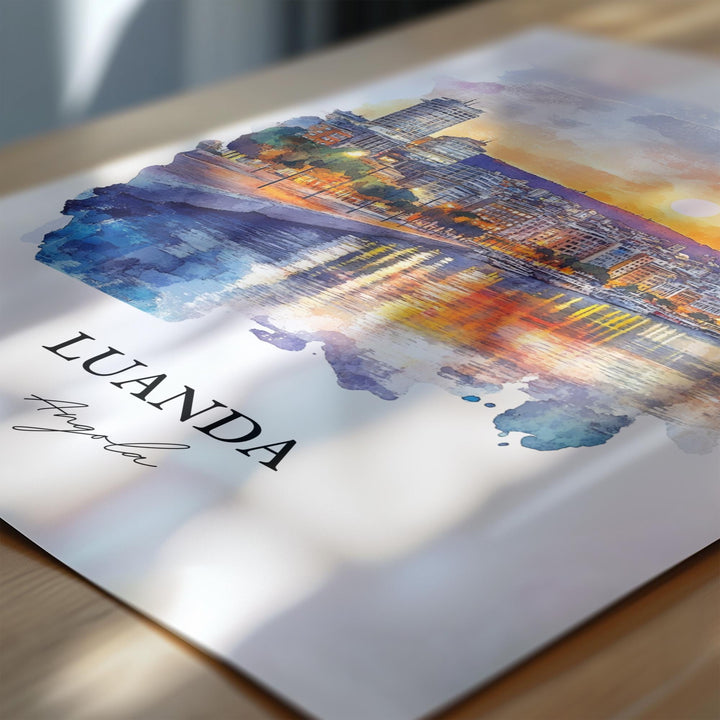 Luanda Wall Art, Luanda Angola Print, Angola Watercolor Art, Luanda Angola Gift, Travel Print, Travel Poster, Housewarming Gift