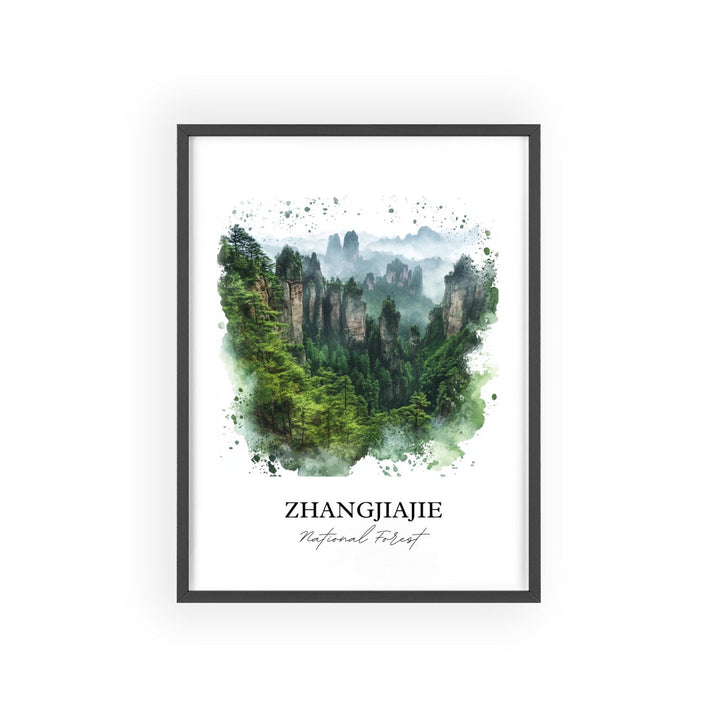 Zhangjiajie National Park Wall Art, Hunan Province Print, China Watercolor, Zhangjiajie Gift, Travel Print, Travel Poster, Housewarming Gift