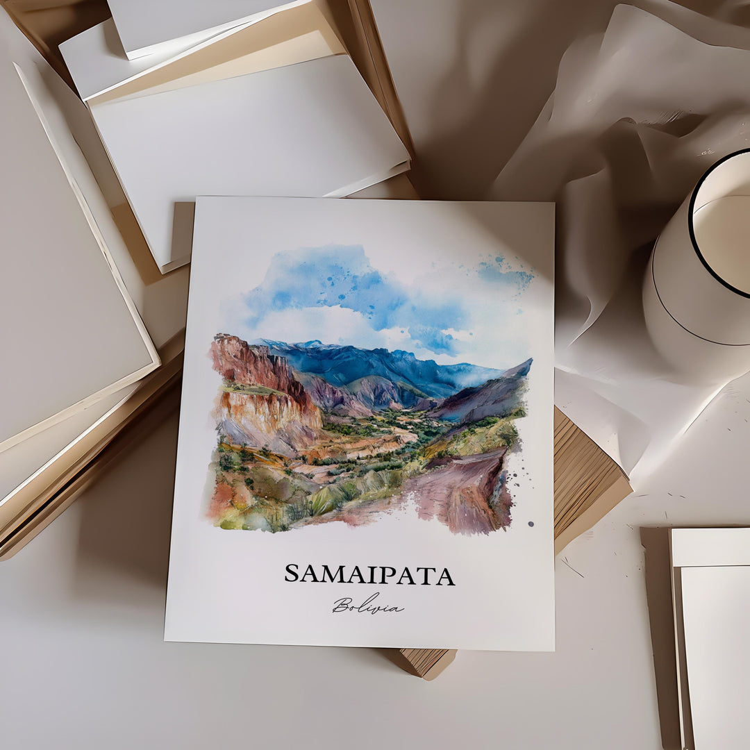 Samaipata Wall Art, Amboró National Park Print, Bolivia Watercolor, Samaipata Bolivia Gift, Travel Print, Travel Poster, Housewarming Gift