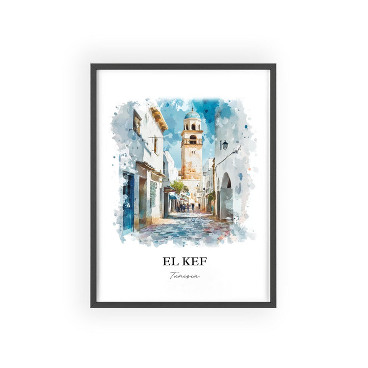 El Kef Tunisia Wall Art, Tunis Print, Tunisia Watercolor Art, El Kef Tunisia Gift, Travel Print, Travel Poster, Housewarming Gift