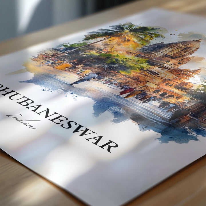 Bhubaneswar Wall Art, Odisha India Print, India Watercolor Art, Bhubaneswar India Gift, Travel Print, Travel Poster, Housewarming Gift