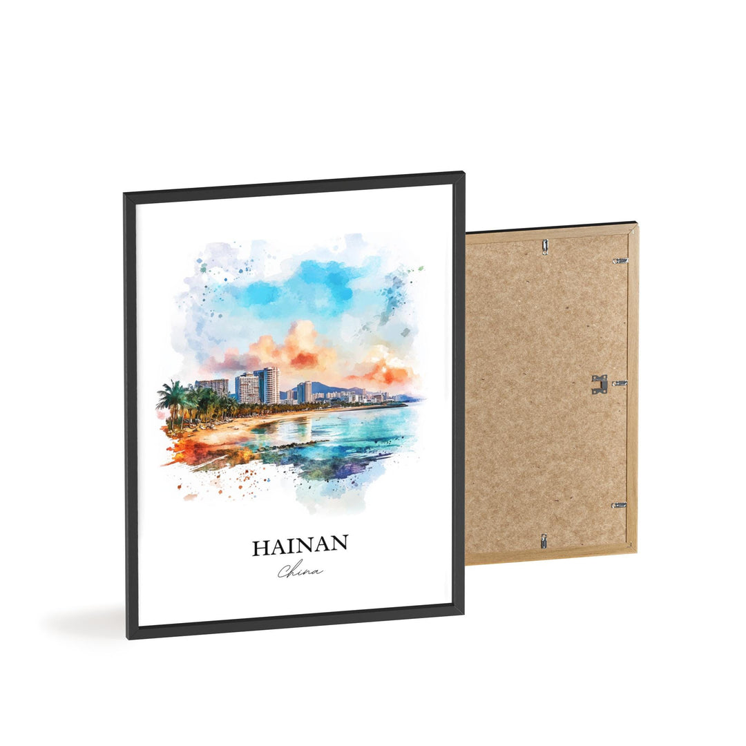 Hainan China Wall Art, Sanya Print, China Watercolor Art, Hainan China Gift, Travel Print, Travel Poster, Housewarming Gift