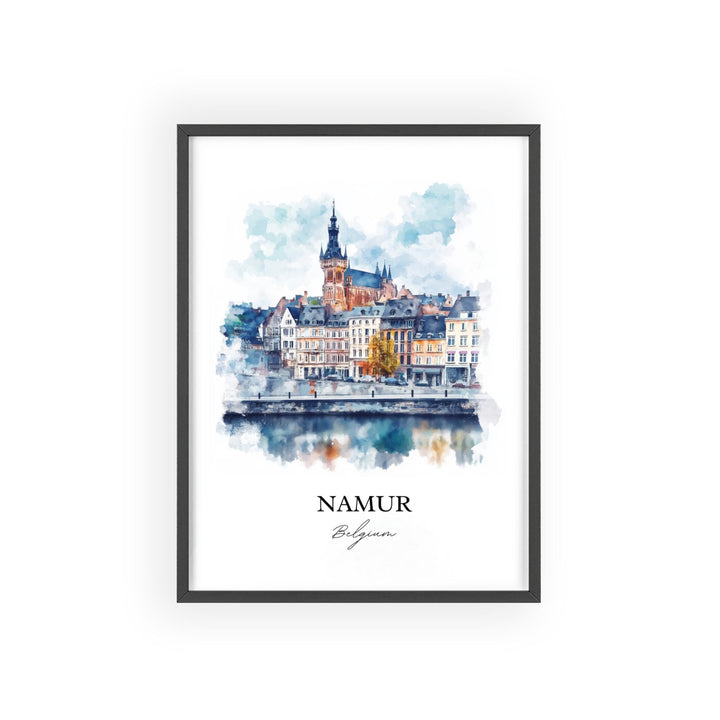 Namur Wall Art, Wallonia Region Print, Belgium Watercolor Art, Namur Belgium Gift, Travel Print, Travel Poster, Housewarming Gift