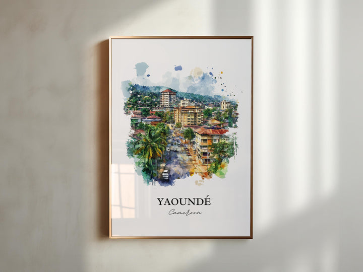 Yaoundé Wall Art, Cameroon Print, Cameroon Watercolor Art, Yaoundé Gift, Travel Print, Travel Poster, Housewarming Gift