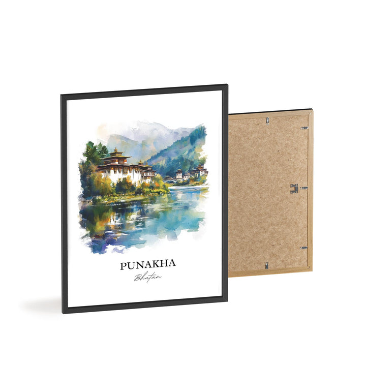 Punakha Wall Art, Punakha Dzong Print, Bhutan Watercolor Art, Punakha Gift, Travel Print, Travel Poster, Housewarming Gift