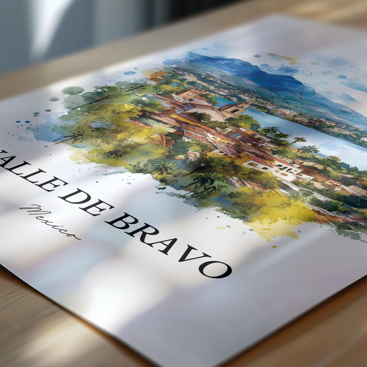Valle de Bravo Wall Art, Lake Avándaro Print, Mexico Watercolor Art, Valle de Bravo Gift, Travel Print, Travel Poster, Housewarming Gift