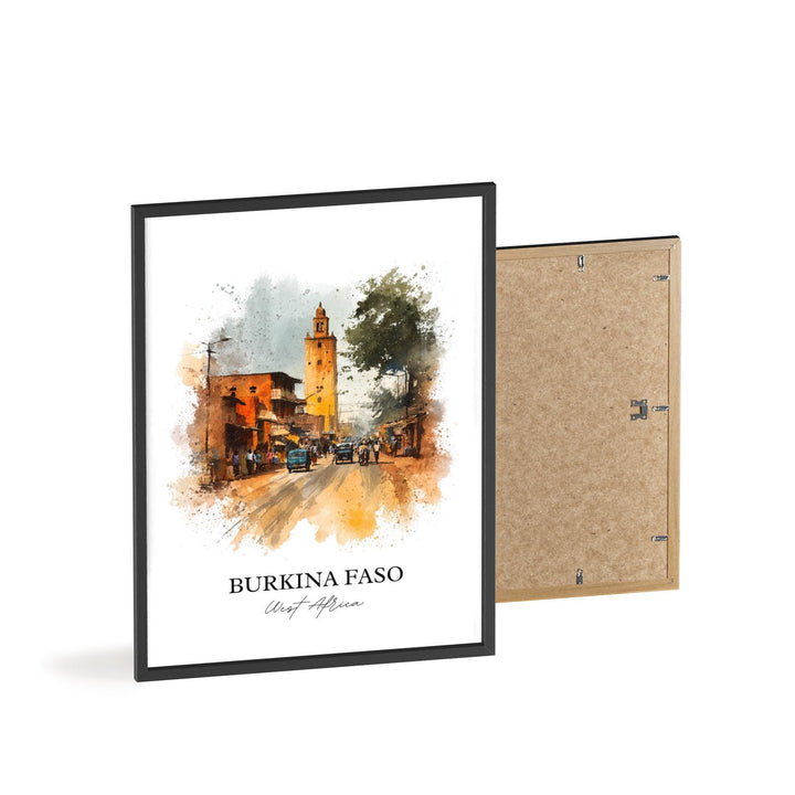 Burkina Faso Wall Art, Burkina Faso Print, Africa Watercolor Art, Burkina Faso Gift, Travel Print, Travel Poster, Housewarming Gift