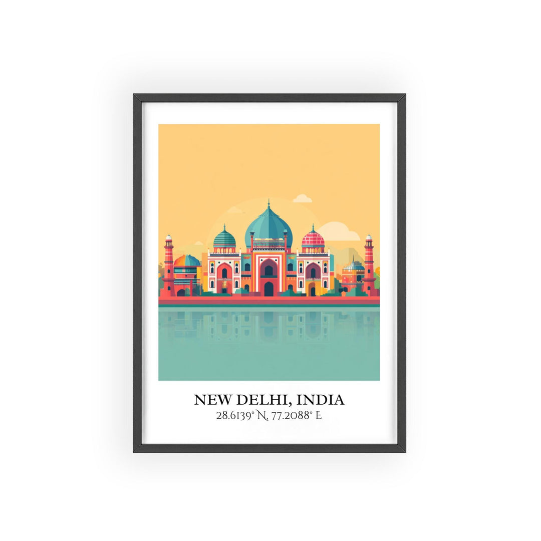 New Delhi Art, New Delhi Retro Travel Art, New Delhi India Home Decor, India Gift, India Travel Art, Travel Prints, Housewarming Gift