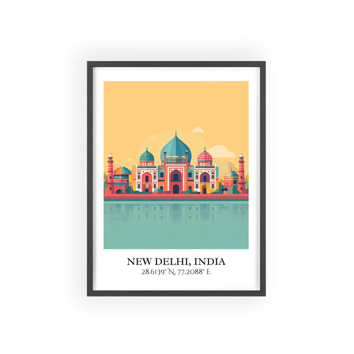 New Delhi Art, New Delhi Retro Travel Art, New Delhi India Home Decor, India Gift, India Travel Art, Travel Prints, Housewarming Gift
