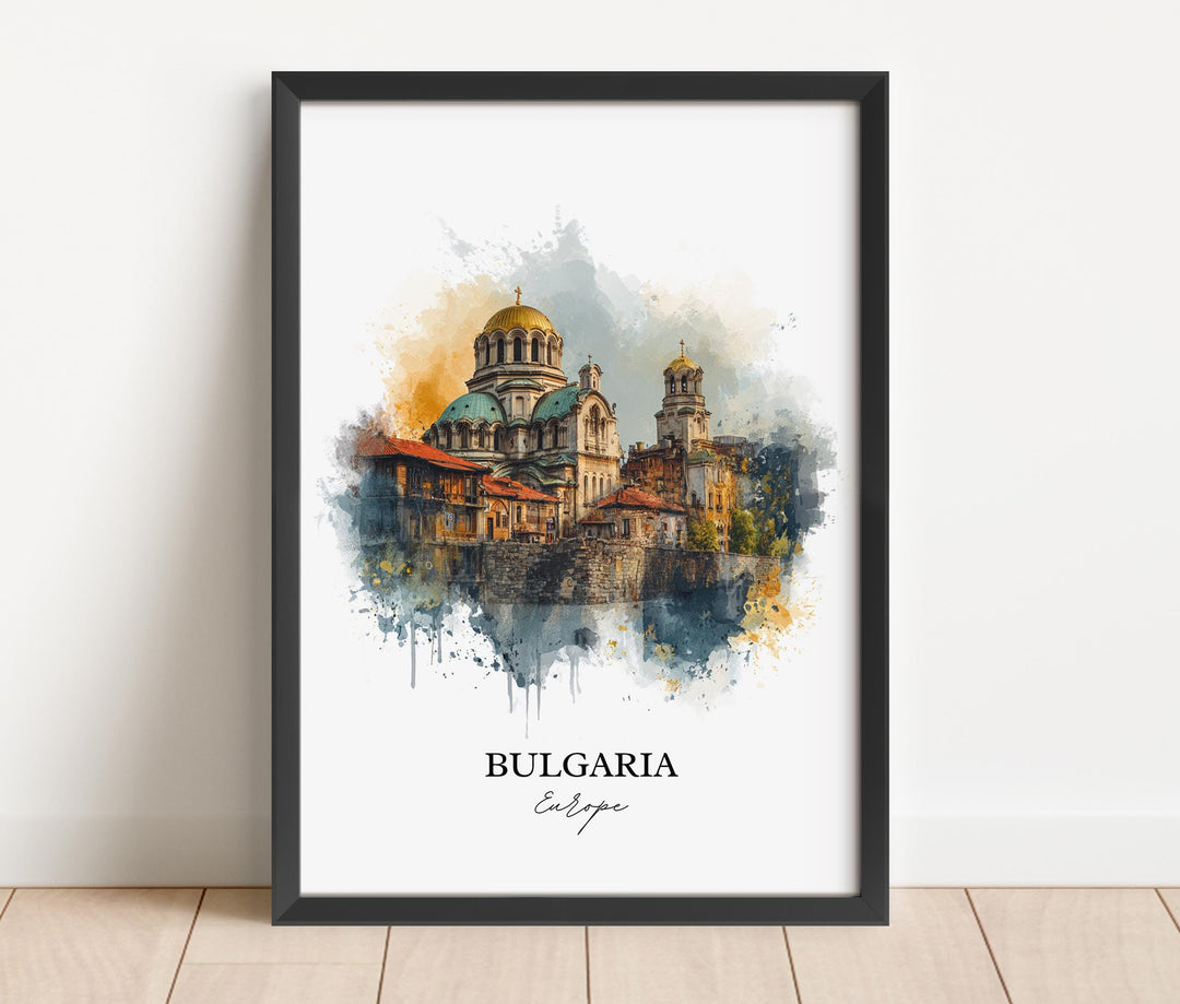 Bulgaria Wall Art, Bulgaria Print, Bulgaria Watercolor Art, Bulgaria Country Gift, Travel Print, Travel Poster, Housewarming Gift