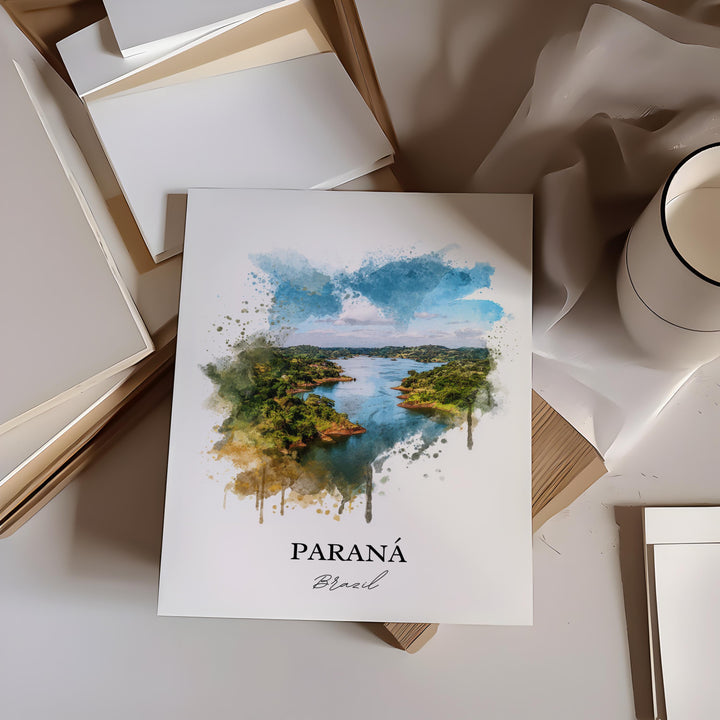 Paraná Brazil Wall Art, Paraná Print, Paraná Watercolor Art, Paraná Brazil Gift, Brazil Travel Print, Travel Poster, Housewarming Gift