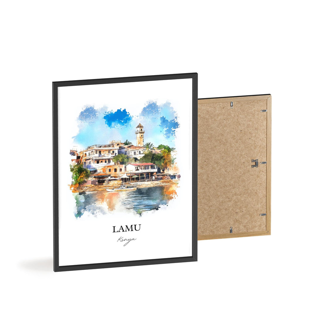 Lamu Kenya Wall Art, Lamu Print, Kenya Watercolor Art, Lamu Kenya Gift, Travel Print, Travel Poster, Housewarming Gift