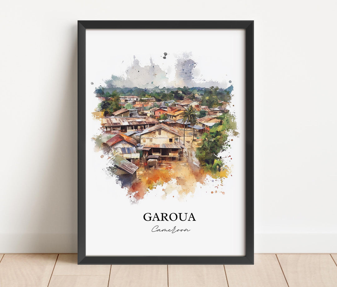 Garoua Cameroon Wall Art, Cameroon Print, Cameroon Watercolor Art, Garoua Cameroon Gift, Travel Print, Travel Poster, Housewarming Gift