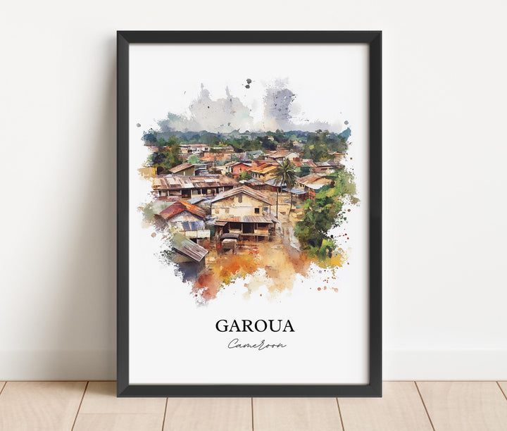 Garoua Cameroon Wall Art, Cameroon Print, Cameroon Watercolor Art, Garoua Cameroon Gift, Travel Print, Travel Poster, Housewarming Gift