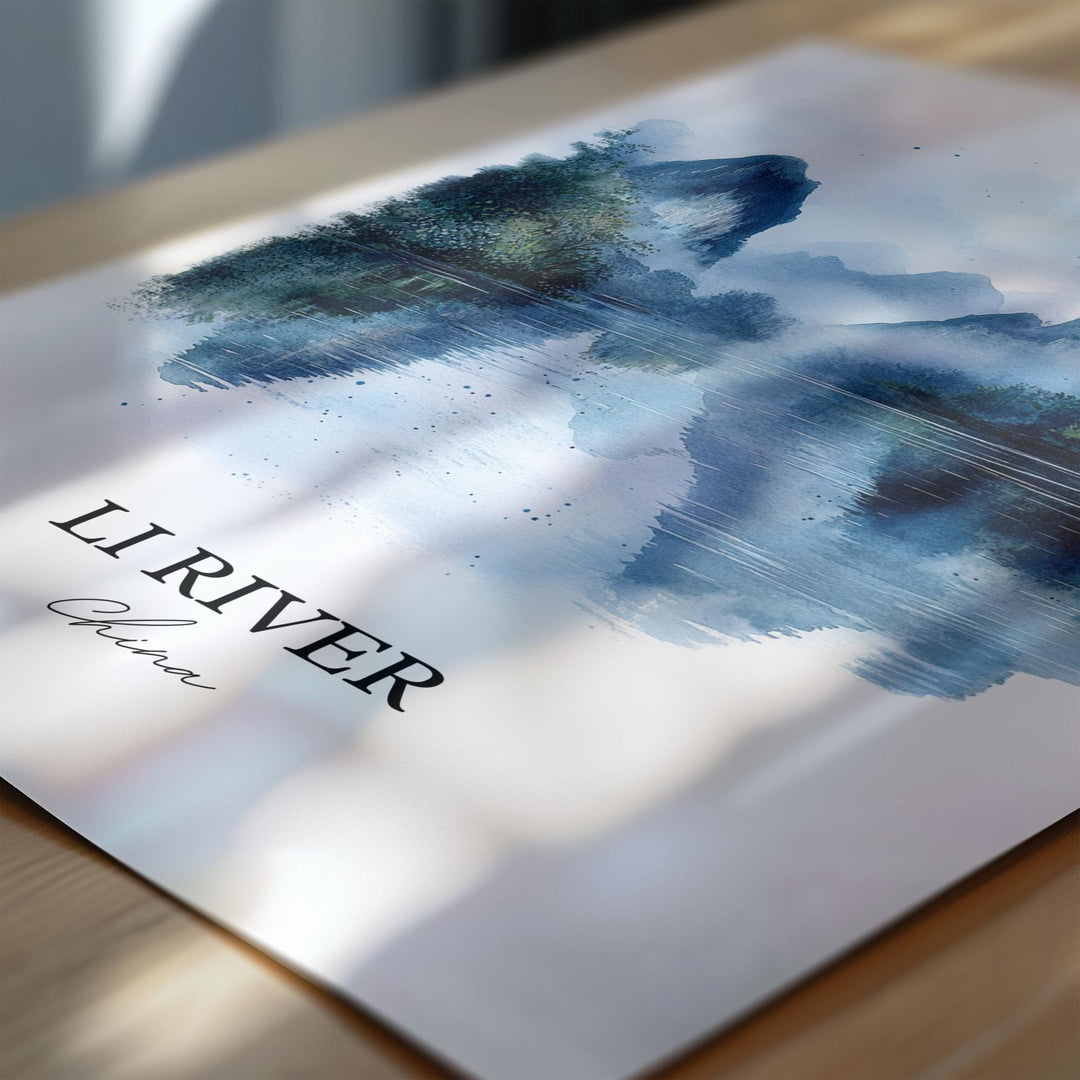 Li River Wall Art, Guangxi China Print, China Watercolor Art, Li River China Gift, Travel Print, Travel Poster, Housewarming Gift