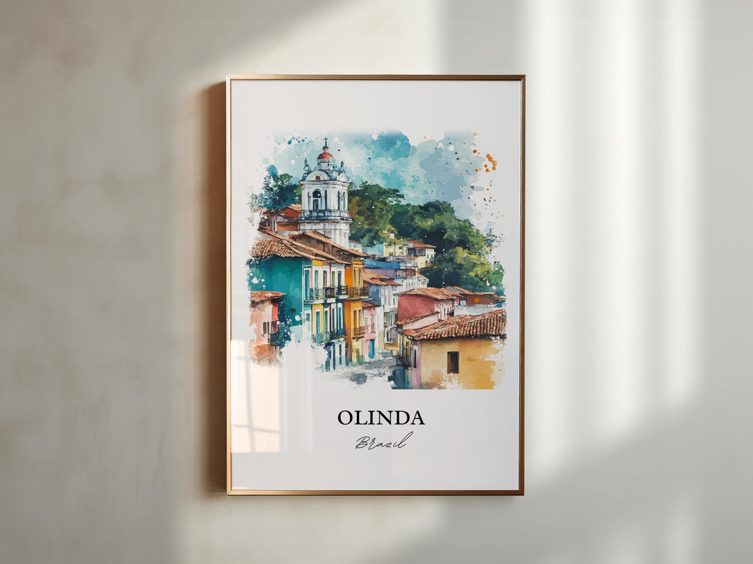 Olinda Brazil Wall Art, Recife Print, Brazil Watercolor Art, Olinda Brazil Gift, Travel Print, Travel Poster, Housewarming Gift