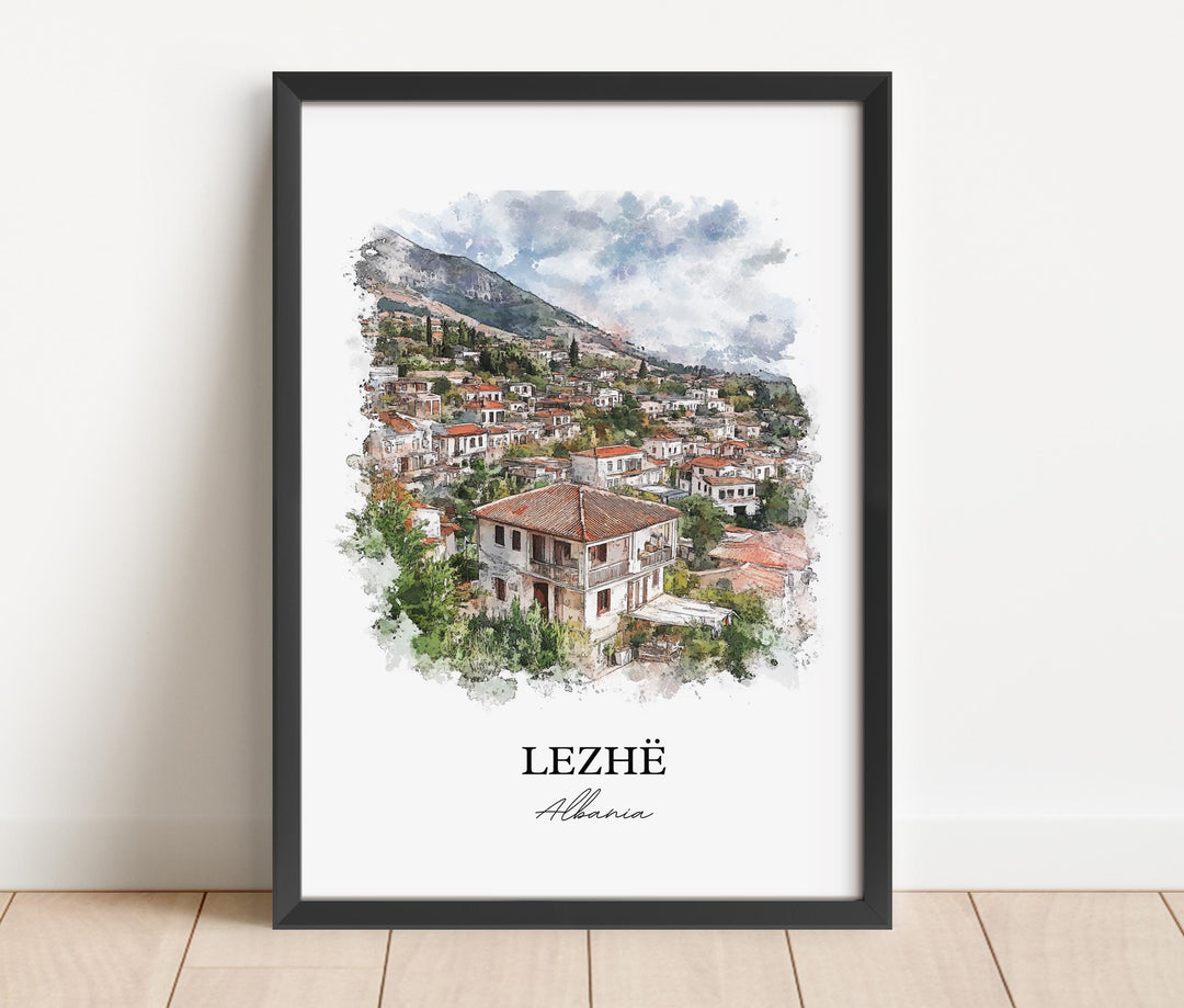 Lezhë Albania Wall Art, Lezhë Municipality Print, Albania Watercolor Art, Albania Gift, Travel Print, Travel Poster, Housewarming Gift
