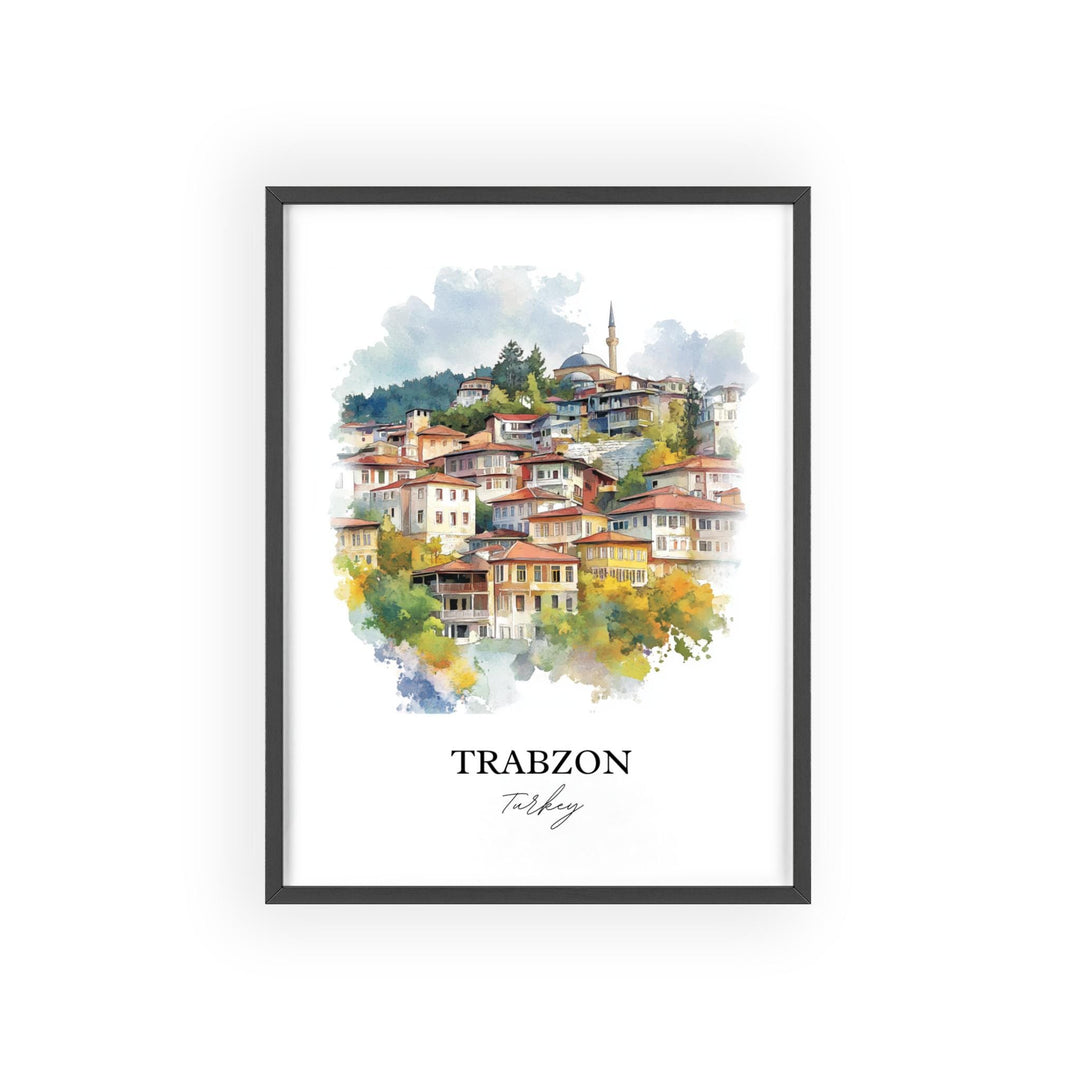 Trabzon Wall Art, Trabzon Turkey Print, Turkey Watercolor Art, Trabzon Turkey Gift, Travel Print, Travel Poster, Housewarming Gift