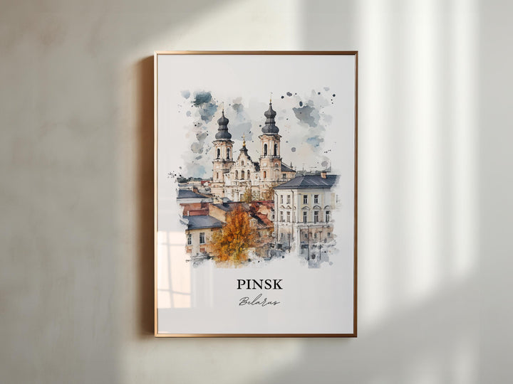 Pinsk Belarus Wall Art, Brest Region Print, Belarus Watercolor Art, Pinsk Belarus Gift, Travel Print, Travel Poster, Housewarming Gift