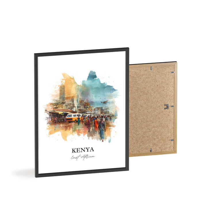 Kenya Wall Art, Kenya Print, Kenya Watercolor Art, East Africa Gift, Travel Print, Travel Poster, Housewarming Gift