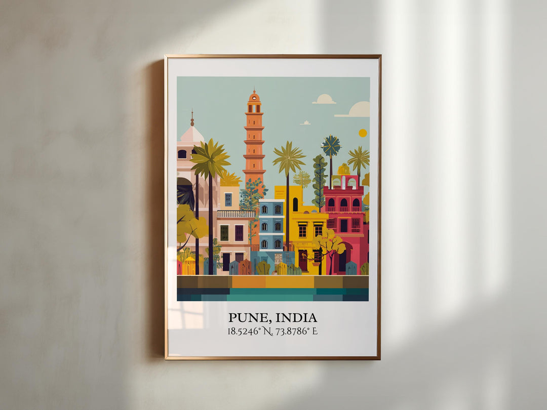 Pune India Art, Pune Retro Travel Art, Pune India Home Decor, India Gift, India Travel Art, Travel Prints, Housewarming Gift