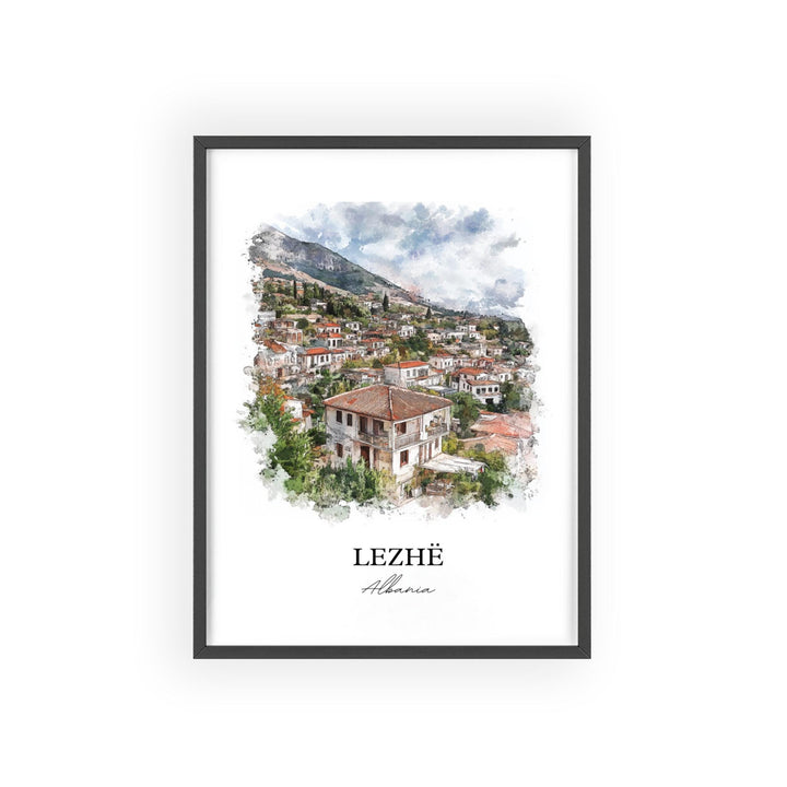 Lezhë Albania Wall Art, Lezhë Municipality Print, Albania Watercolor Art, Albania Gift, Travel Print, Travel Poster, Housewarming Gift