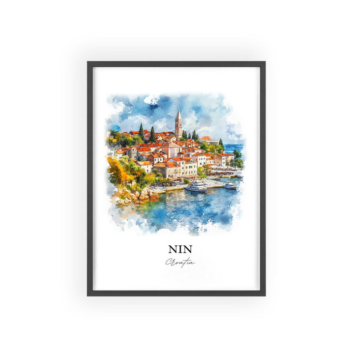 Nin Croatia Wall Art, Zadar County Print, Croatia Watercolor Art, Nin Croatia Gift, Travel Print, Travel Poster, Housewarming Gift