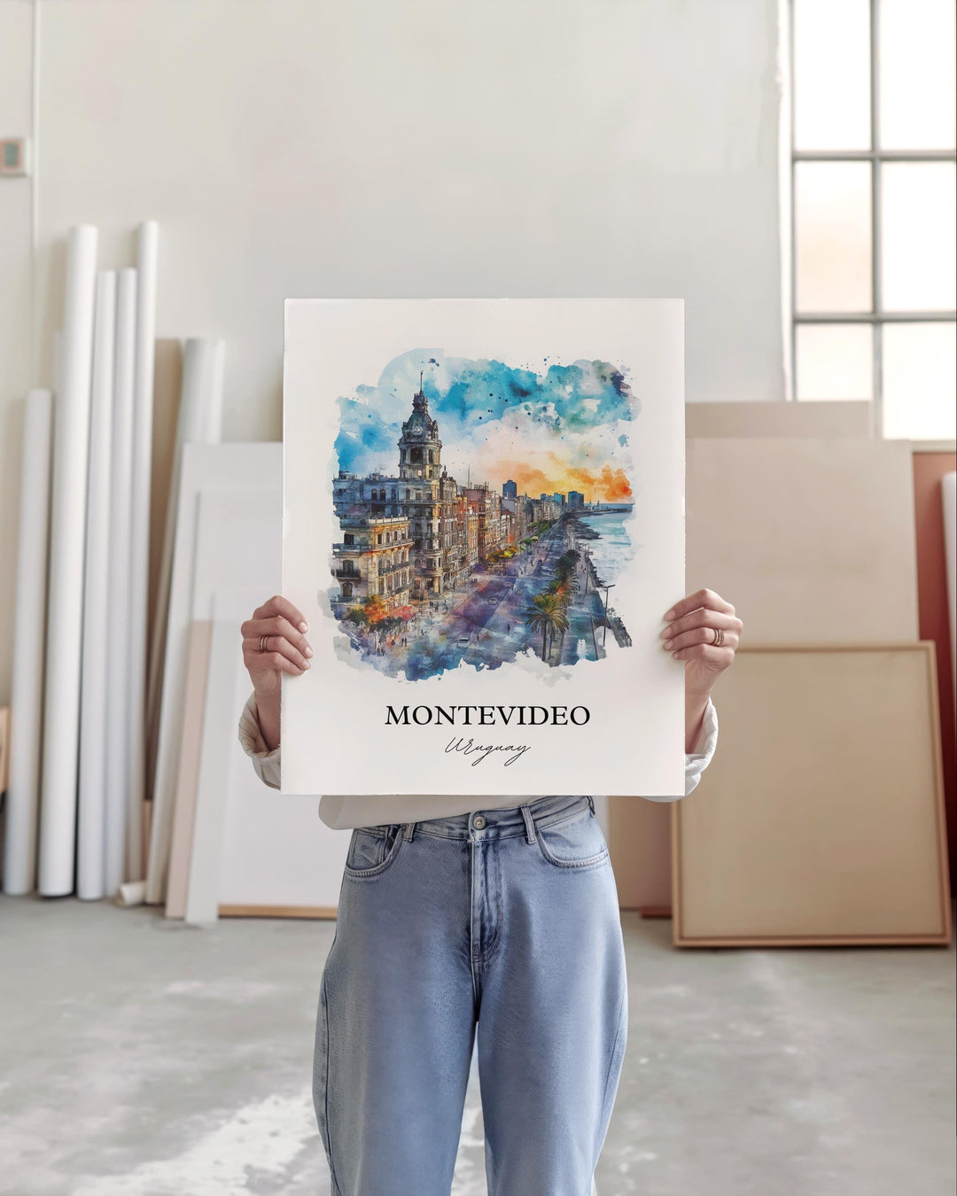 Montevideo Wall Art, Uruguay Print, Uruguay Watercolor Art, Montevideo Gift, Travel Print, Travel Poster, Housewarming Gift
